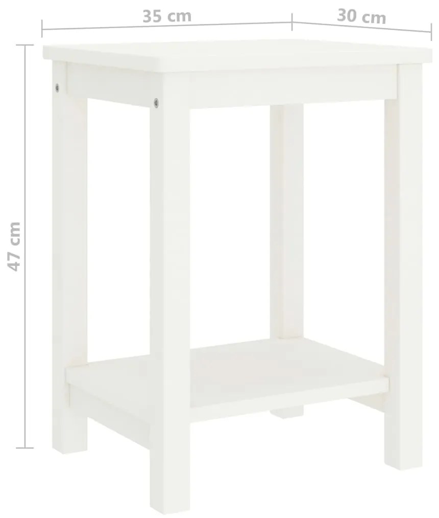 vidaXL Κομοδίνο Λευκό 35 x 30 x 47 εκ. από Μασίφ Ξύλο Πεύκου