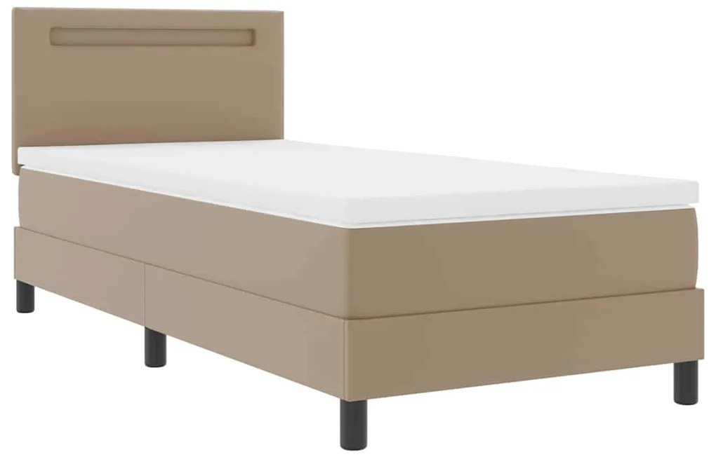 vidaXL Κρεβάτι με Στρώμα Καπουτσίνο 100 x 200 cm Τεχνητό δέρμα