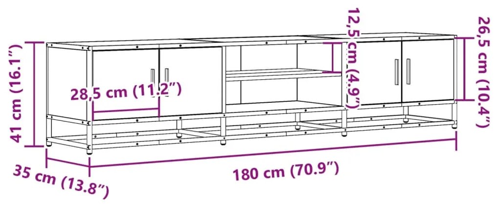 Έπιπλο Τηλεόρασης Καφέ Δρυς 180x35x41 εκ. Επεξεργασμένο Ξύλο - Καφέ