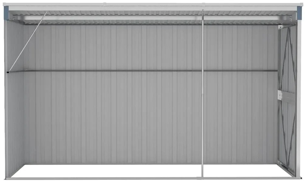 vidaXL Αποθήκη Κήπου Επιτοίχια Γκρι 118x288x178 εκ από Γαλβ. Ατσάλι
