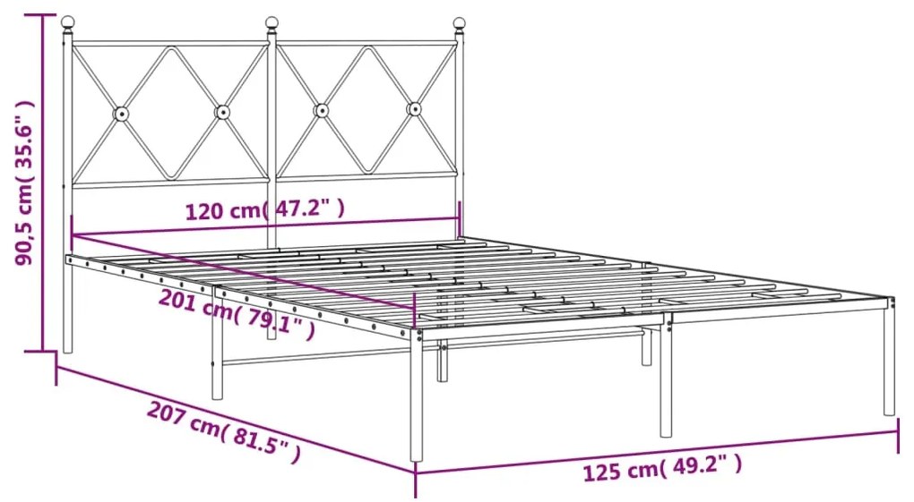 ΠΛΑΙΣΙΟ ΚΡΕΒΑΤΙΟΥ ΜΕ ΚΕΦΑΛΑΡΙ ΛΕΥΚΟ 120 X 200ΕΚ. ΜΕΤΑΛΛΟ 376549