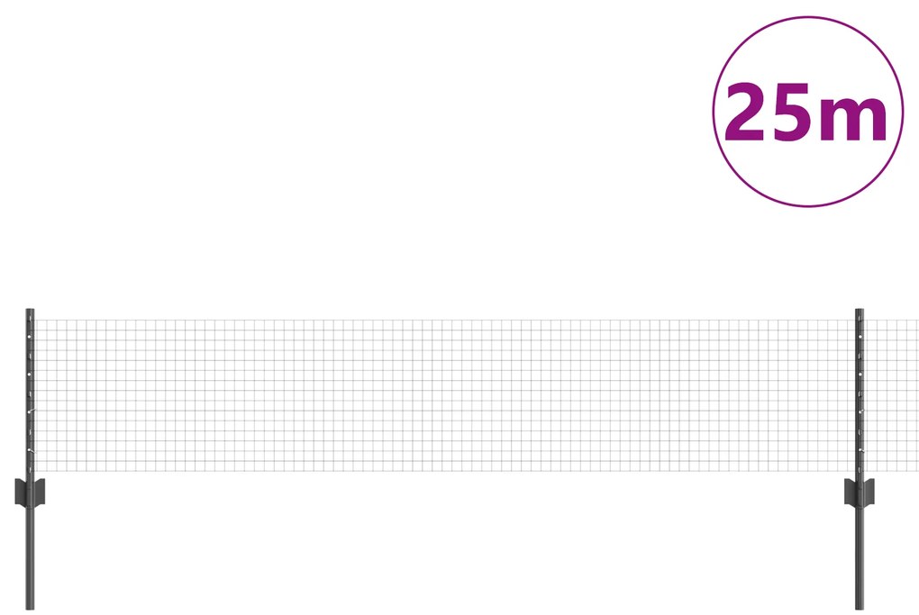 vidaXL Φράχτης συγκολλητού συρματόπλεγμα με 11 U Posts Γκρι 0.4x25 μ. Ατσάλι