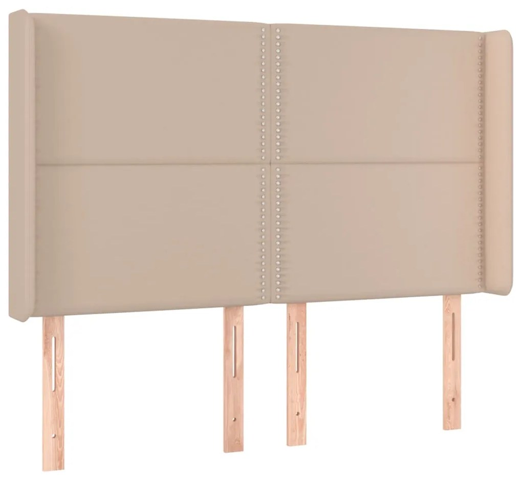 vidaXL Κρεβάτι Boxspring Στρώμα&amp;LED Καπουτσίνο 140x190 εκ. Συνθ. Δέρμα