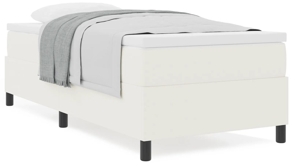 vidaXL Κρεβάτι με ελατήριο και στρώμα σε κρεμ, 80 x 200 εκ, από ύφασμα κορντούρας.