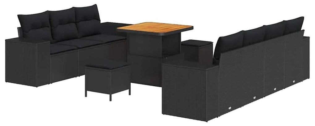 vidaXL Σετ Καναπέ Κήπου 10 pcs Μαύρο συνθετικό ρατάν