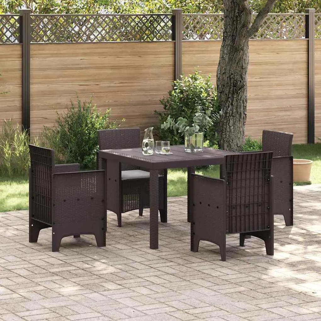vidaXL Σέτ φαγητού για κήπο 5 pcs Καφέ Rattan Polt