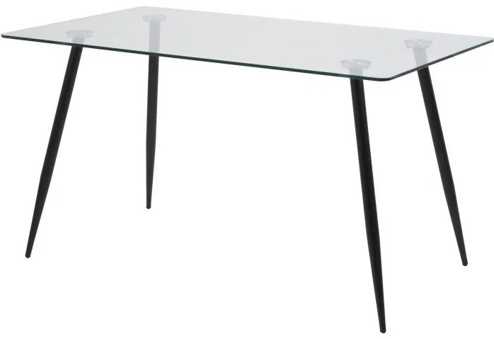 Τραπέζι Oakland 191, Μαύρο, 75x80x140cm, Επεξεργασμένο γυαλί, Μέταλλο