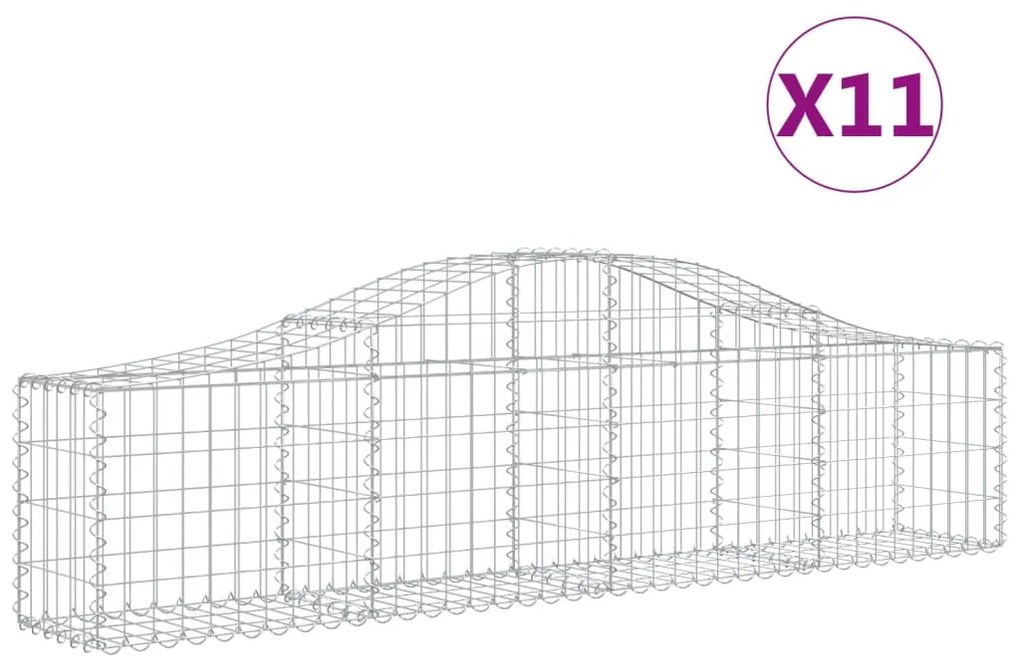 vidaXL Συρματοκιβώτια Τοξωτά 11 τεμ. 200x30x40/60 εκ. Γαλβαν. Ατσάλι