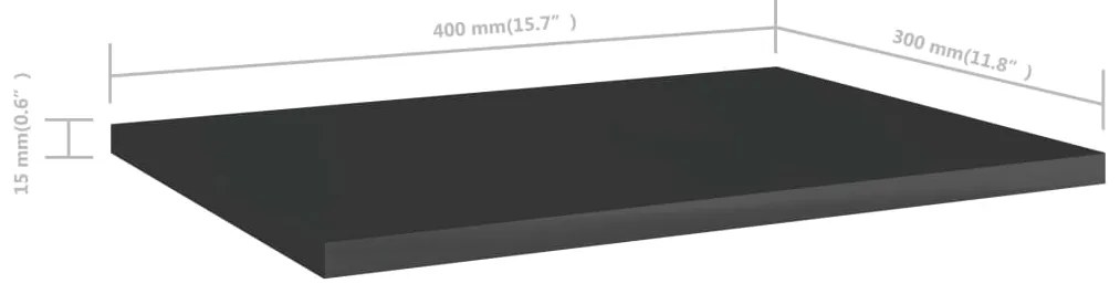 vidaXL Ράφια Βιβλιοθήκης 8 τεμ. Γυαλ. Μαύρο 40x30x1,5 εκ. Μοριοσανίδα