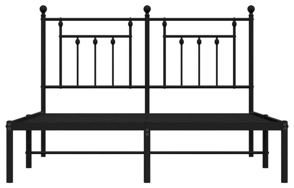 vidaXL Πλαίσιο Κρεβατιού με Κεφαλάρι Μαύρο 140 x 190 εκ. Μεταλλικό