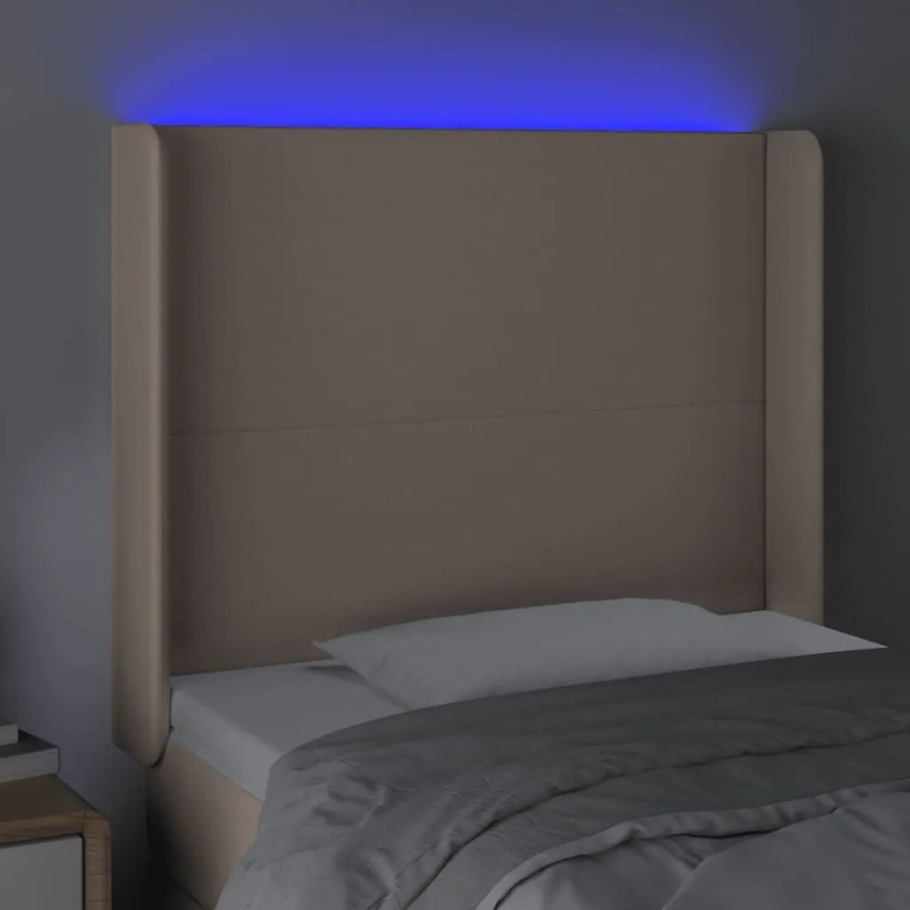vidaXL Κεφαλάρι Κρεβατιού LED Καπουτσίνο 93x16x118/128 εκ