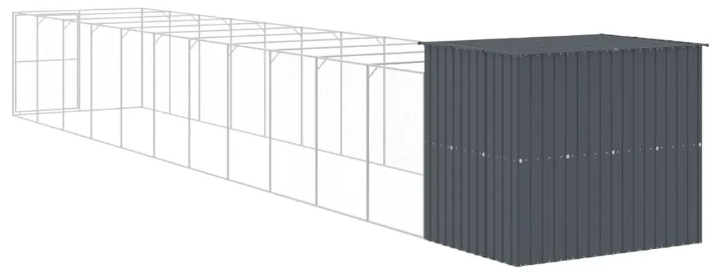 vidaXL Σπιτάκι Σκύλου με Αυλή Ανθρακί 214x1273x181 εκ. Γαλβαν. Χάλυβας