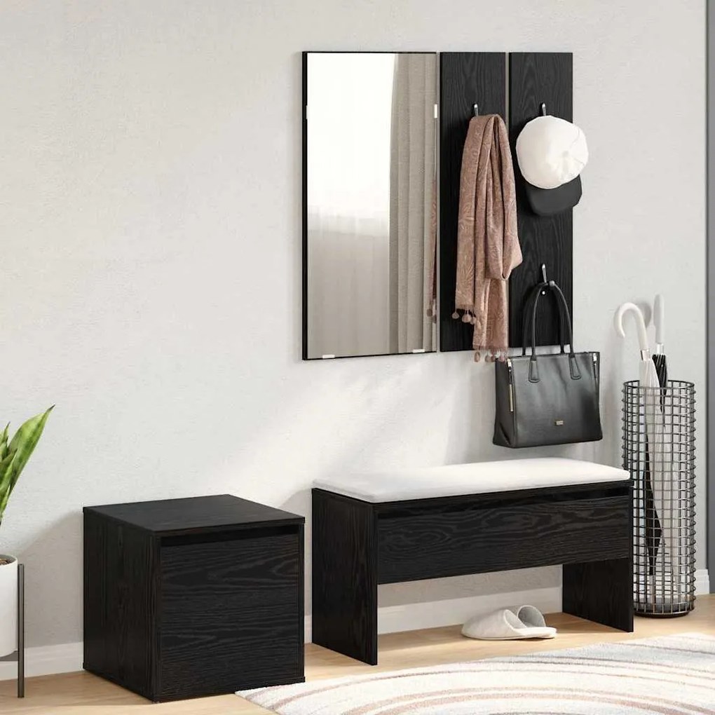 vidaXL Σετ επίπλων χωλ με συρτάρι 3 pcs Μαύρη δρυς 80 x 31 x 40 εκ
