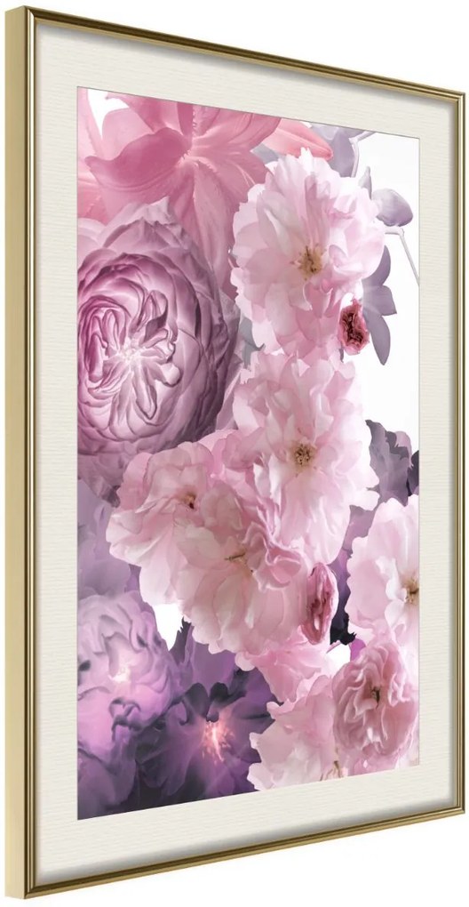 Αφίσα - Pink Bouquet - 40x60 - Χρυσό - Με πασπαρτού