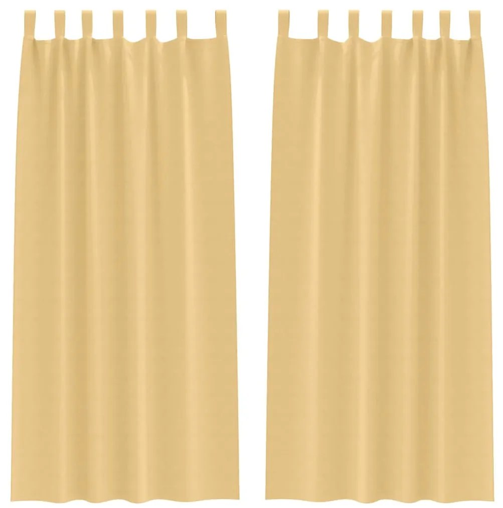 vidaXL Κουρτίνες με κουρτίνες 2 pcs Μπεζ 245x140εκ. Πολυεστέρας