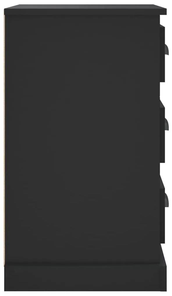 Κομοδίνο Μαύρο 39 x 39 x 67 εκ. από Επεξεργασμένο Ξύλο - Μαύρο