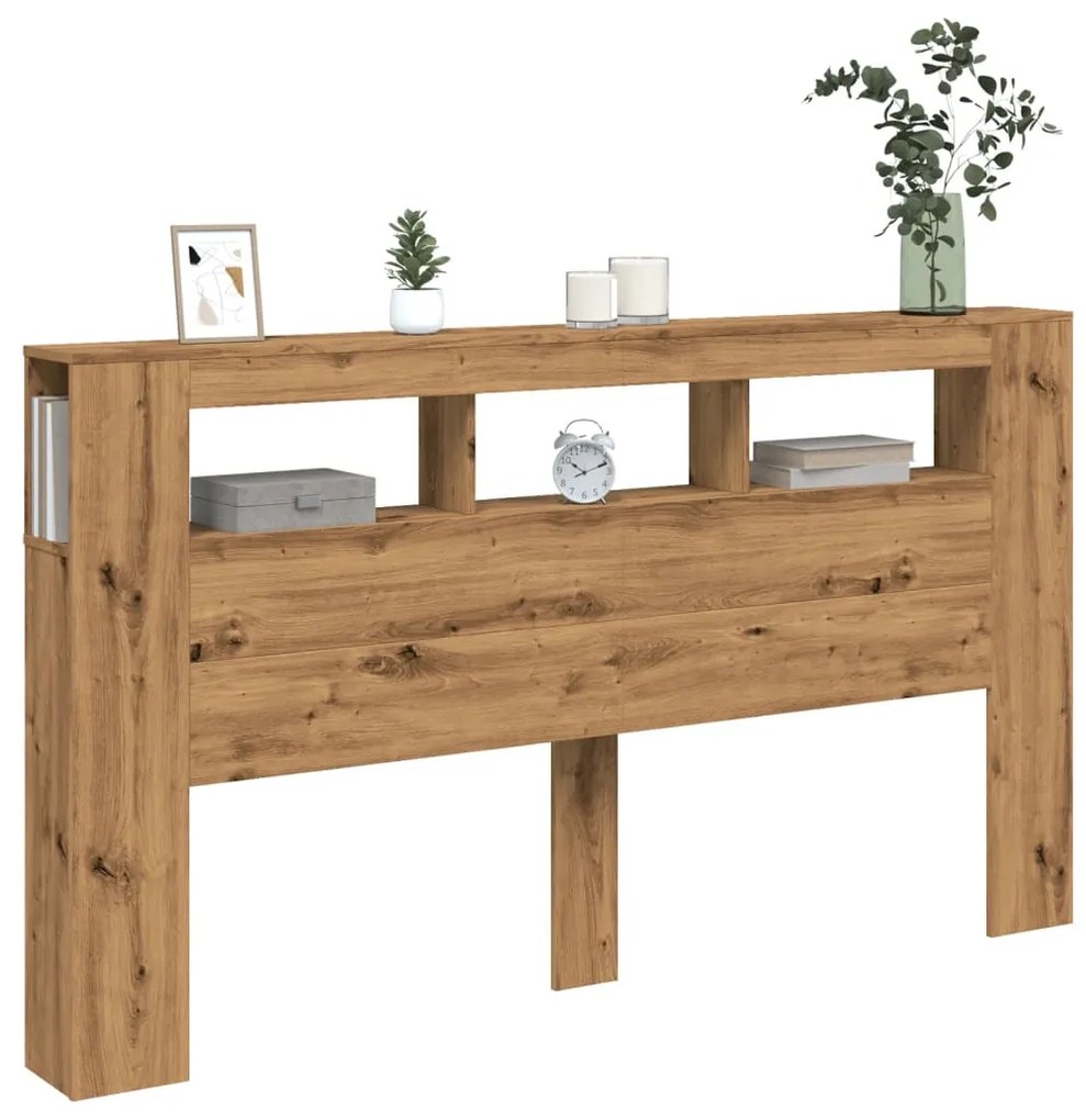 vidaXL LED κεφαλάρι Artisan Oak 180x18,5x103,5 cm Κατασκευασμένο ξύλο