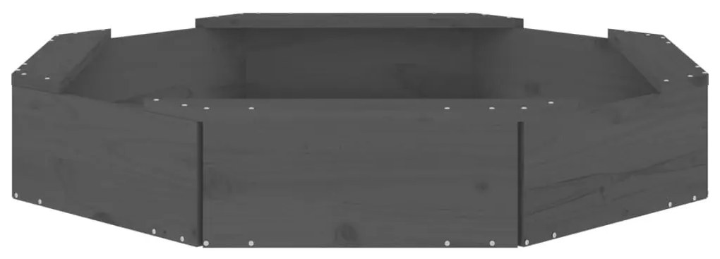 Αμμοδόχος με Καθίσματα Γκρι Οκτάγωνη από Μασίφ Ξύλο Πεύκου - Γκρι