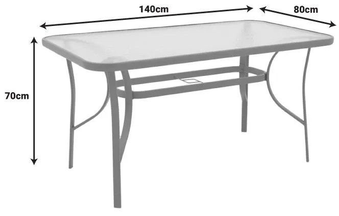Σετ κήπου - Τραπεζαρία Sussie - Ensure 5 τεμ. μέταλλο - γυαλί μαύρο 140x80x70 εκ. 140x80x70 εκ.