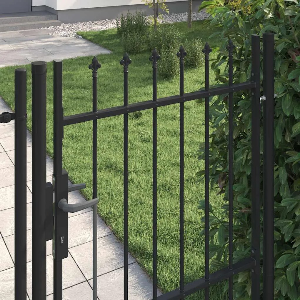 vidaXL Καγκελόπορτα Μονή με Ακίδες Μαύρη 1 x 1,5 μ. Ατσάλινη