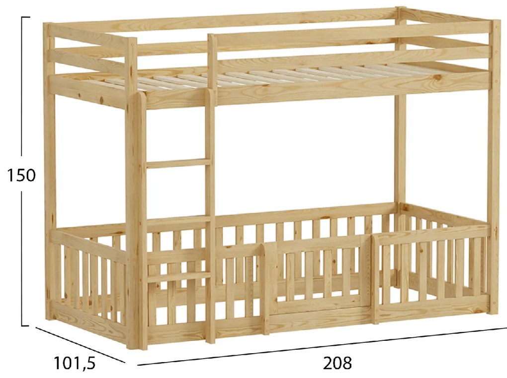 ΠΑΙΔΙΚΗ ΚΟΥΚΕΤΑ ΜΕ ΠΑΡΚΑΚΙ PLAYKID HM703.01 ΞΥΛΟ ΠΕΥΚΟΥ ΦΥΣΙΚΟ ΓΙΑ 190x90εκ