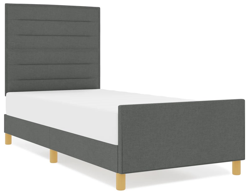 vidaXL Σκούρο Γκρι Κρεβάτι με Ύφασμα 90x200 cm