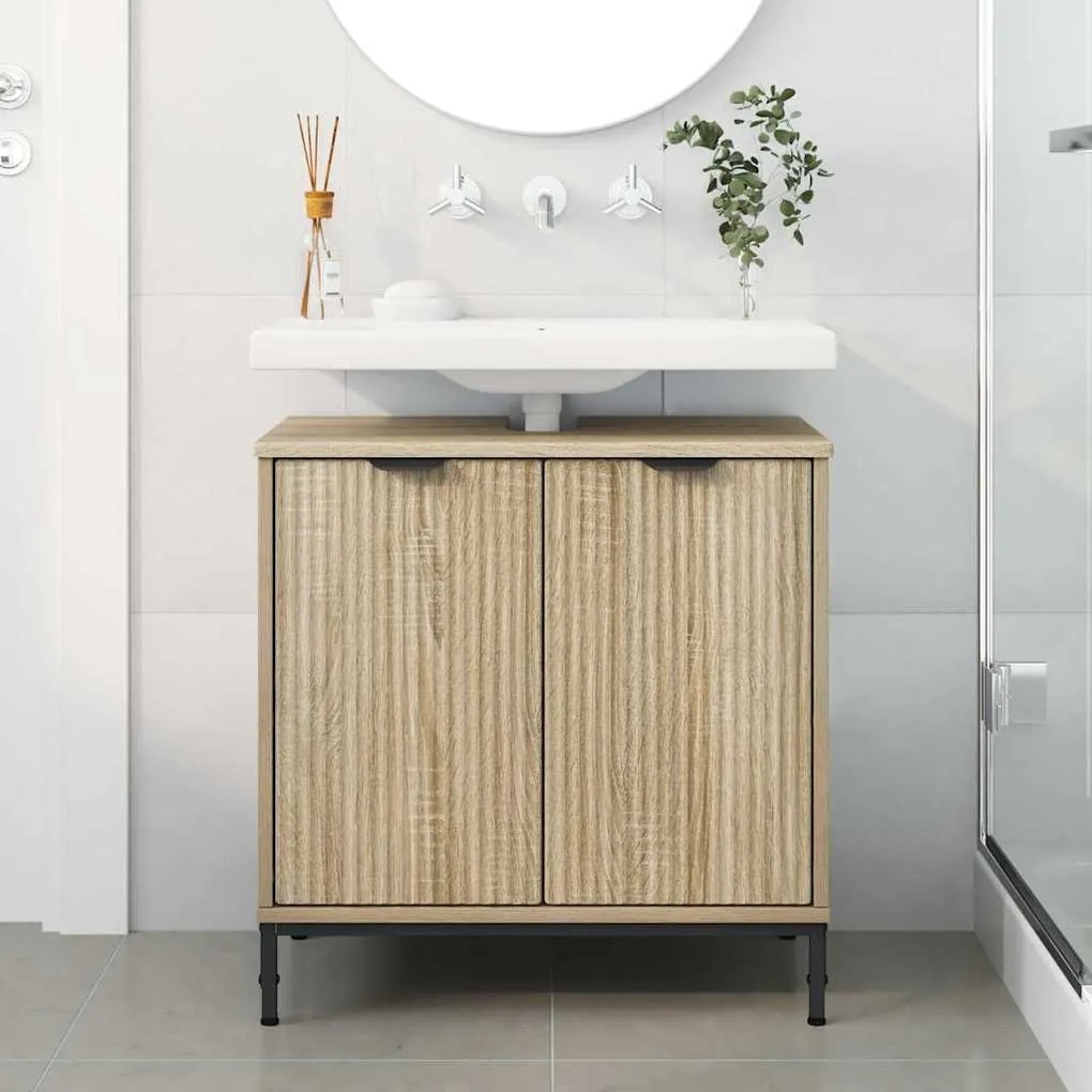 vidaXL Ντουλάπα Νιπτήρα Mπάνιου Sonoma Δρυς 60.5 x 33.5 x 61 εκ
