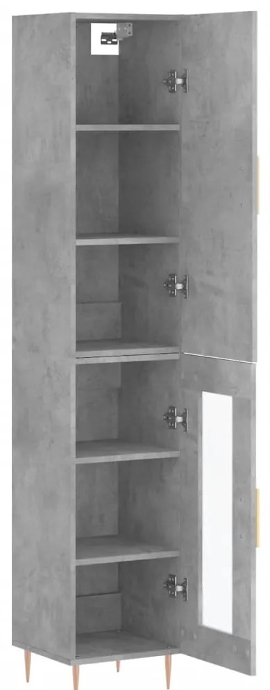 vidaXL Ντουλάπι Γκρι Σκυροδέματος 34,5x34x180 εκ. Επεξεργασμένο Ξύλο