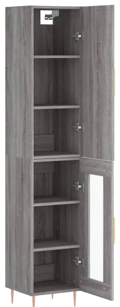 vidaXL Μπουφές Sonoma Γκρι 34,5 x 34 x 180 εκ. από Επεξεργασμένο Ξύλο