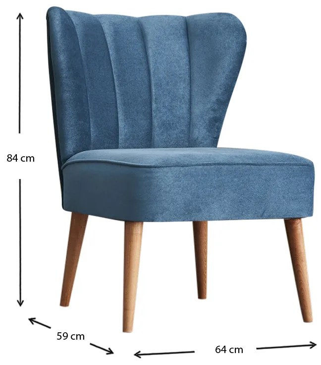 Καρέκλα Layla Megapap υφασμάτινη χρώμα μπλε 67x50x80εκ. - PRGP043-0005,2 - PRGP043-0005,2