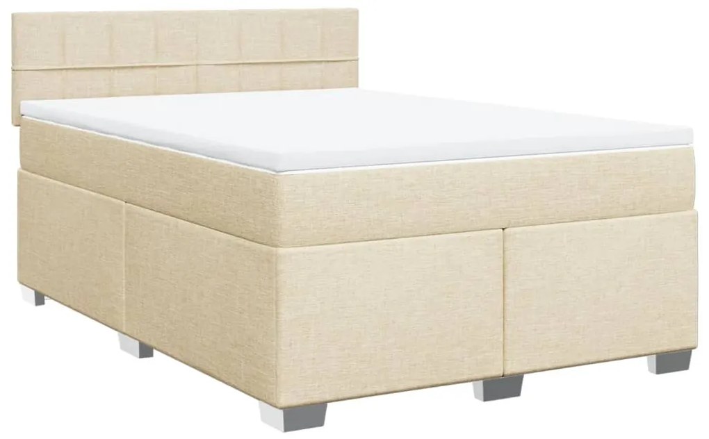 Κρεβάτι Boxspring με Στρώμα Κρεμ 160x200 εκ. Υφασμάτινο - Κρεμ