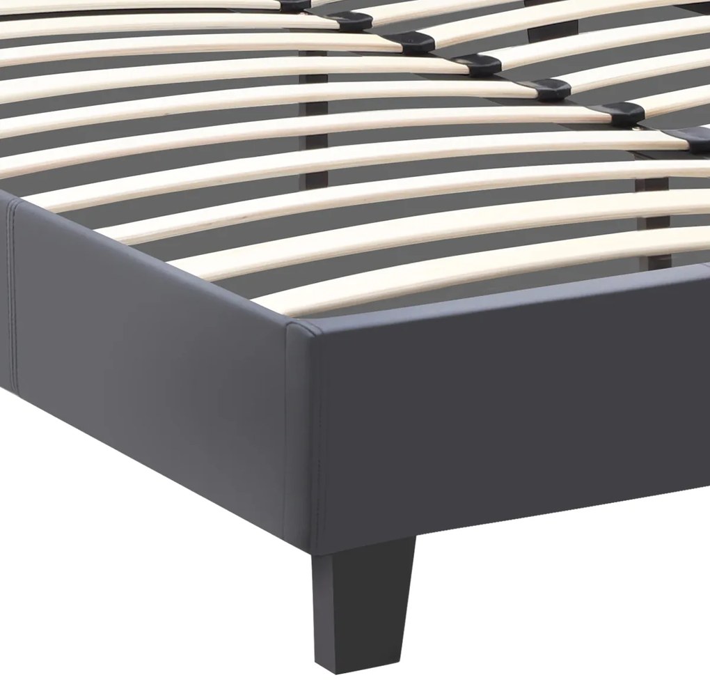 Κρεβάτι Flat Megapap από τεχνόδερμα χρώμα μαύρο ματ 140x190εκ.