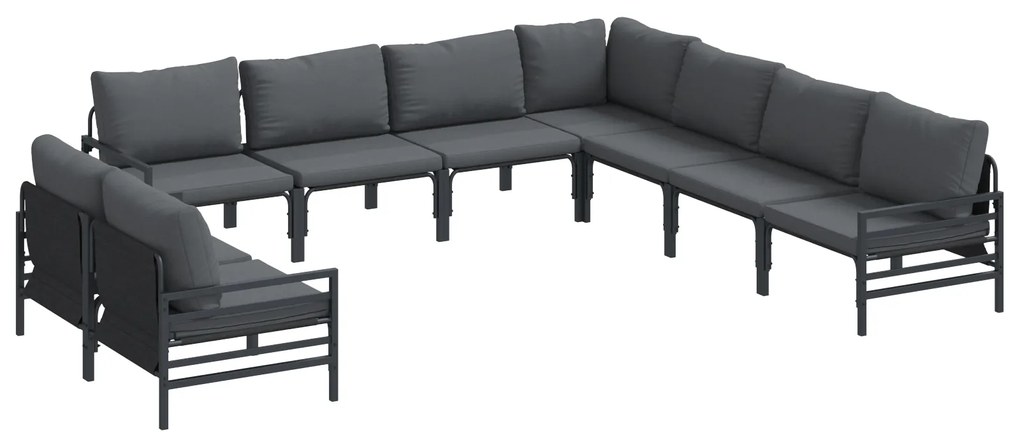 vidaXL Σετ Καναπέ Κήπου 9 pcs Ανθρακί Ατσάλι