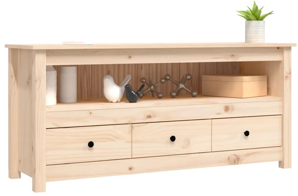 vidaXL Έπιπλο Τηλεόρασης 114 x 35 x 52 εκ. από Μασίφ Ξύλο Πεύκου