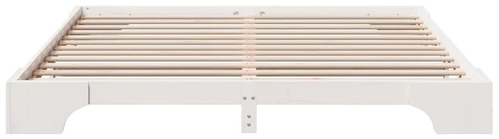 vidaXL Σκελετός Κρεβατιού Λευκό 207 x 207 x 17 εκ. Μασίφ ξύλο πεύκου