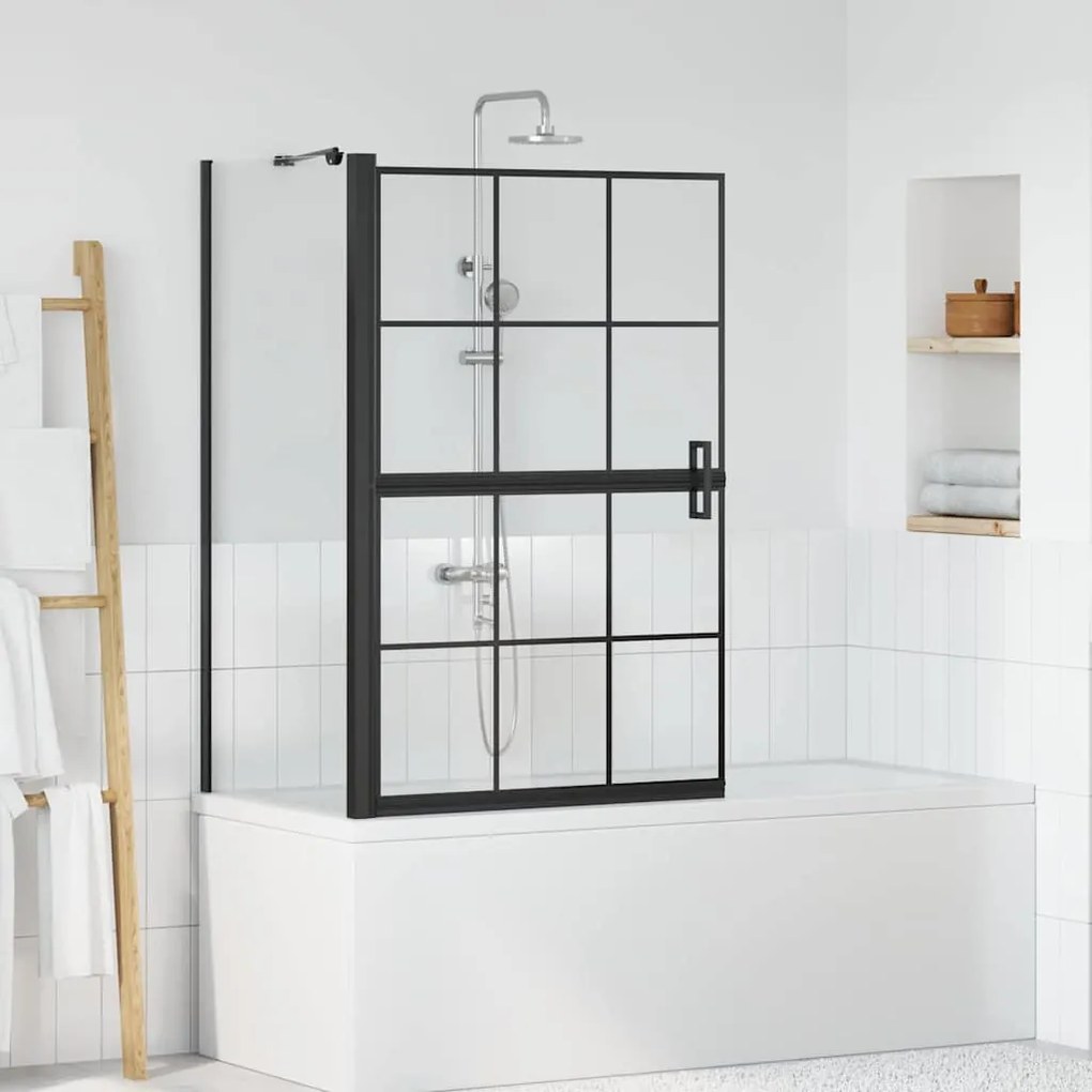 vidaXL Οθόνη ντους μπάνιου Μαύρο και Διαφανές 116 x 68 x 128 εκ.