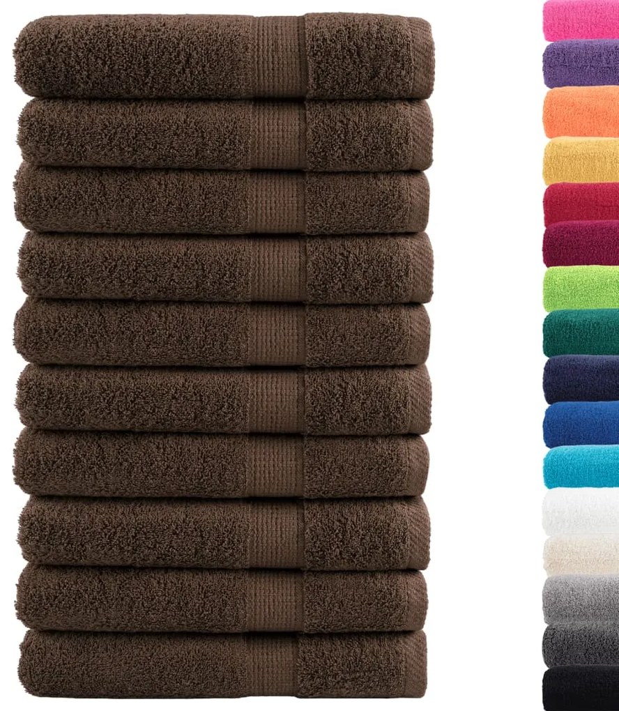 vidaXL Πετσέτες Premium SOLUND 10 τεμ. Καφέ 100x200 εκ. 600 γρ./μ²