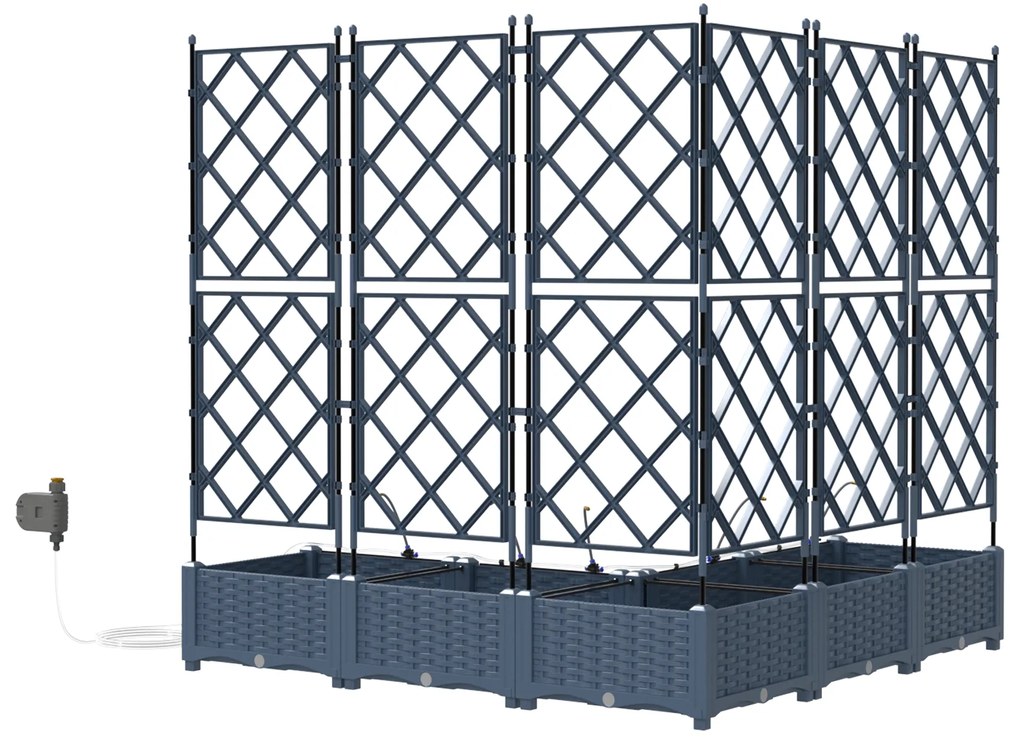 vidaXL Γλάστρες Κήπου 1 τεμ Καφασωτό Γκρι 120 x 120 x 126 cm Πλαστικό
