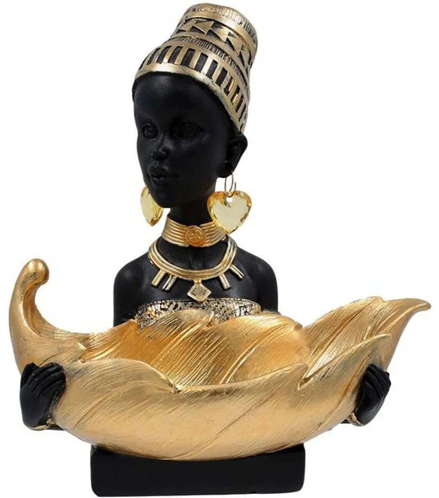 Διακοσμητική Φιγούρα Africa Queen 374-224-410 25x15x23cm Black-Gold Πολυρεσίνη