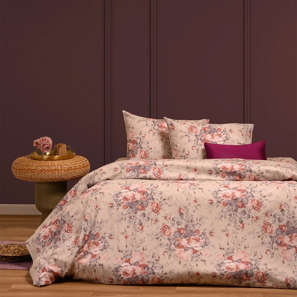 Φανελένια Σεντόνια Μονά (Σετ) Melinen Peonia Rose Σάπιο Μήλο Με Λάστιχο 100x200+30