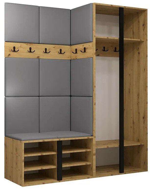 Σετ διαδρόμου Hartford 266, 186x158x46cm, 77 kg, Artisan βελανιδιά, Πλαστικοποιημένη μοριοσανίδα, Ταπισερί, Εντοιχισμένη, Τοίχου | Epipla1.gr