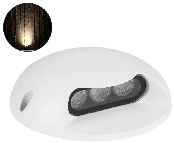 Επίτοιχο Σποτ Φωτιστικό Τοίχου LED 3W IP65 Θερμό 3000K-Λευκό STEP-LUNA 90619 Globostar-90619-Λευκό 90619
