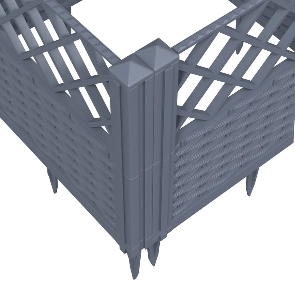 Ζαρντινιέρα με Πασσάλους Μπλε Γκρι 123,5x43,5x43,5εκ. Πολυπροπυλένιο 368019
