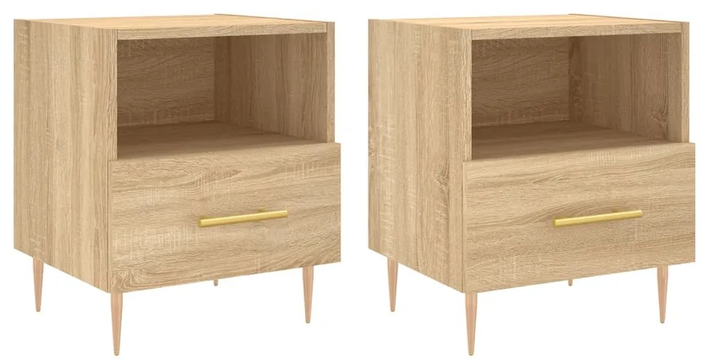 vidaXL Κομοδίνα 2 τεμ. Sonoma Δρυς 40 x 35 x 47,5 εκ. Επεξεργ. Ξύλο
