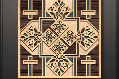 Σετ των 2 Intra απο ξύλο plywood 3mm-4mm πάχος - Cross Wall Art Laser Cut 3d Mandala Δίασταση 30x30 cm INTRAFABR-95586862
