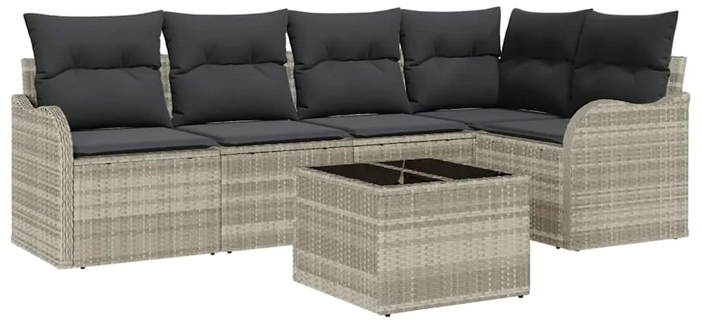 vidaXL Σετ Καναπέ Κήπου με μαξιλάρι 6 pcs Γκρι Πολυ ράταν