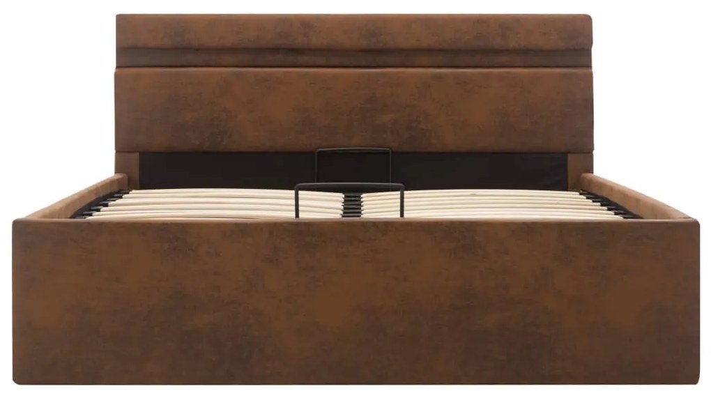 vidaXL Πλαίσιο Κρεβατιού με Αποθ. Χώρο/LED Καφέ 120x200 εκ. Ύφασμα