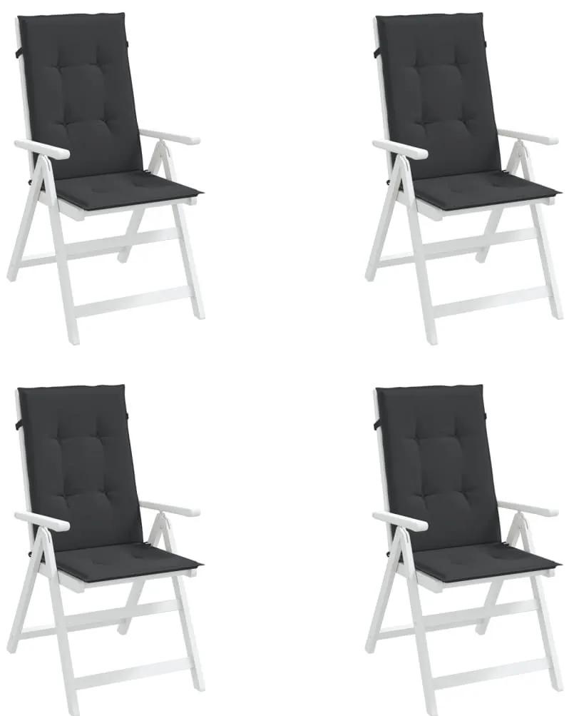 Μαξιλάρια Καρέκλας Κήπου με Πλάτη 4 τεμ. Μαύρη 120x50x3 εκ. - Μαύρο