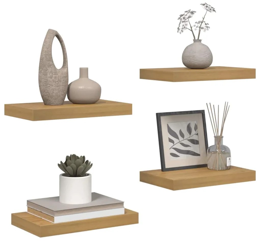 vidaXL Ράφι Τοίχου 4 pcs Καφέ 40 x 23,5 x 4 εκ Επεξεργασμένο ξύλο