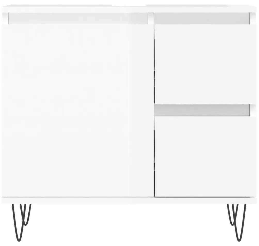 vidaXL Ντουλάπι Μπάνιου Γυαλιστερό Λευκό 65x33x60 εκ. Επεξεργ. Ξύλο